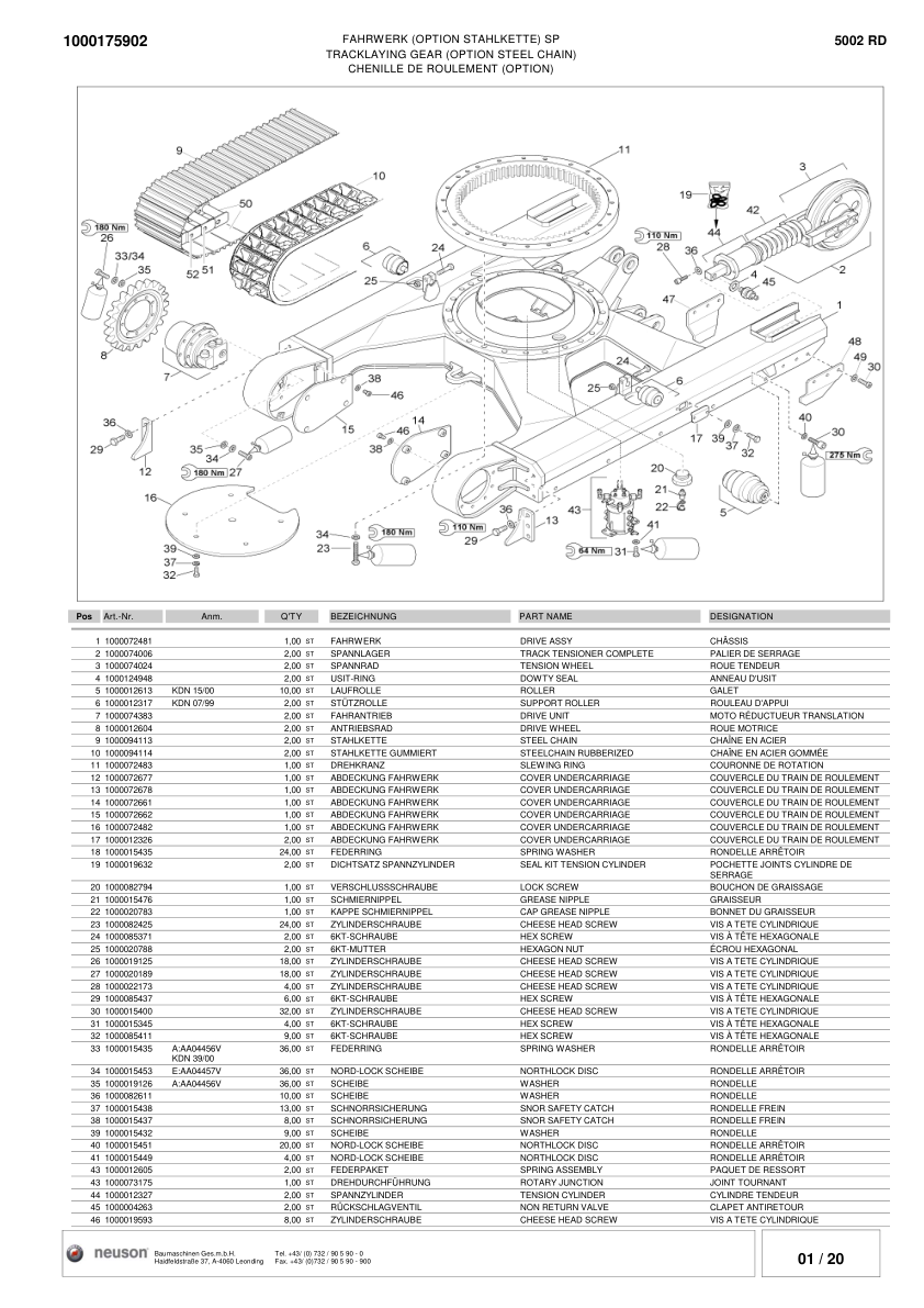 Wacker Neuson 5002 RD Excavator Parts Catalog SN from 000989/1998 AA00023 v10.2 - Image 5