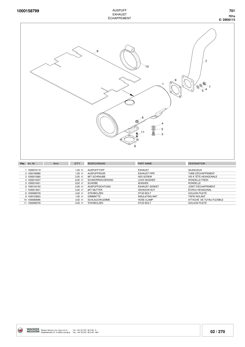 Wacker Neuson 701S SP Skid Steer Loader Parts Catalog - Image 13