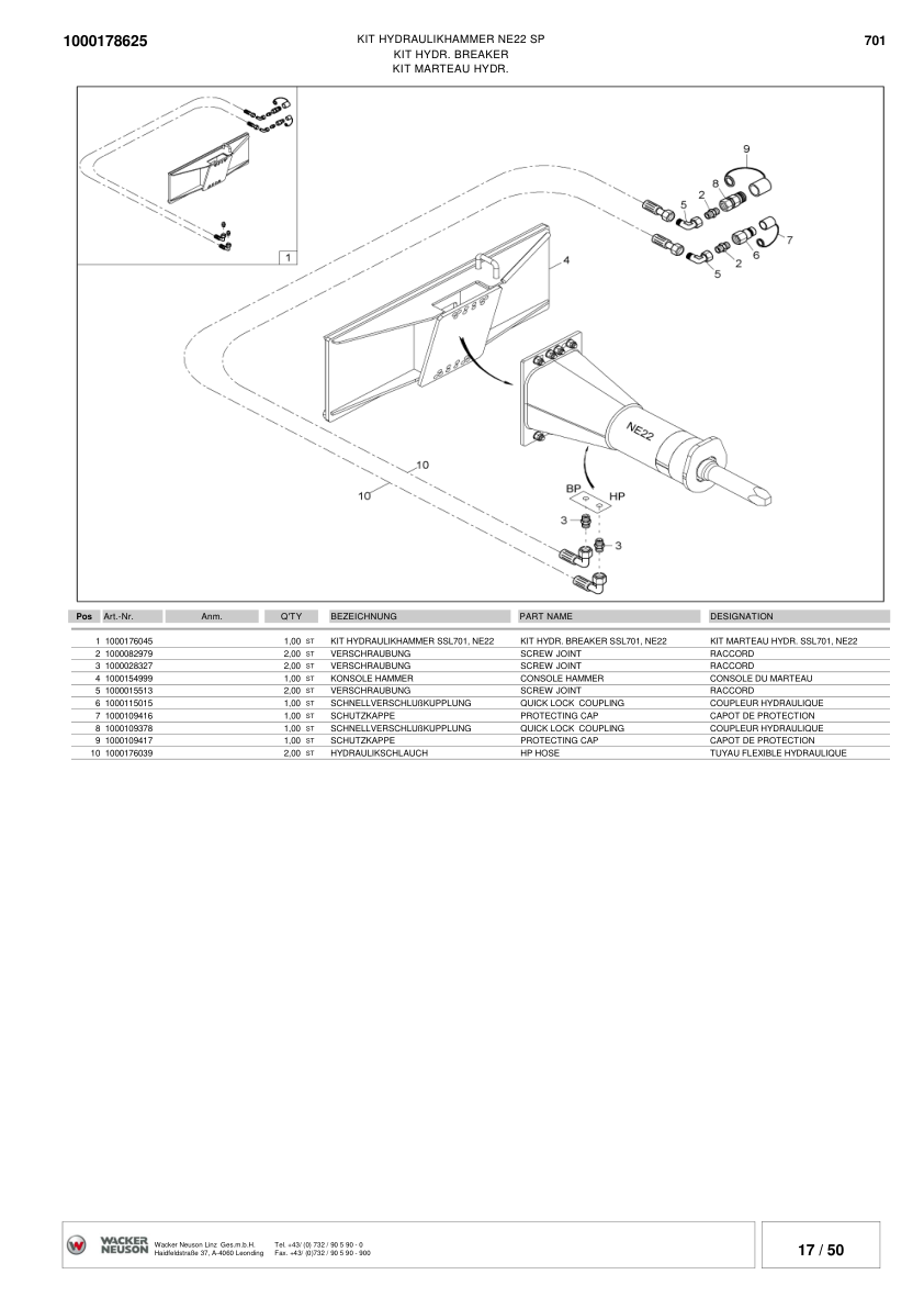 Wacker Neuson 701S SP Skid Steer Loader Parts Catalog - Image 11