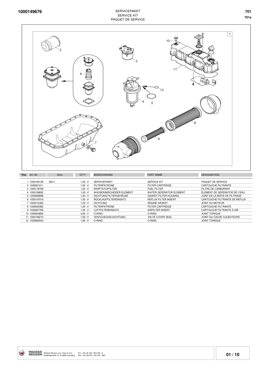 Wacker Neuson 701S SP Skid Steer Loader Parts Catalog - Image 3