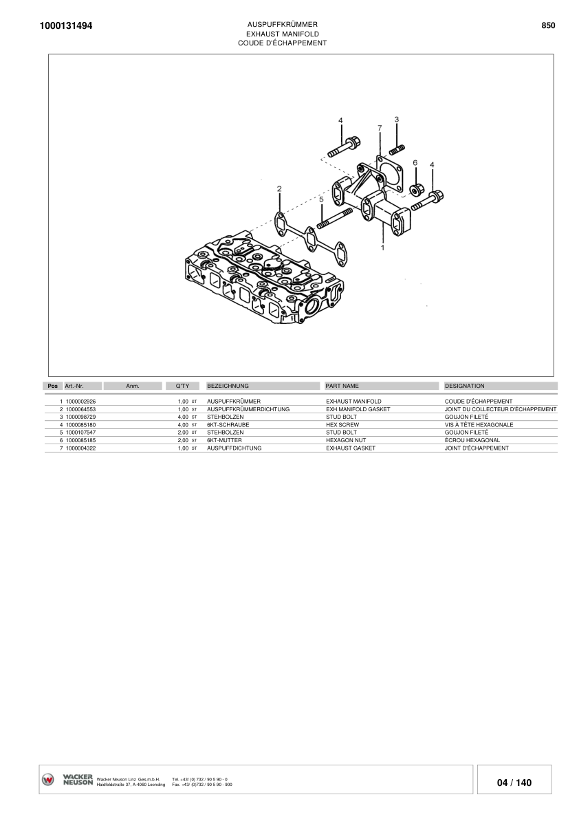 Wacker Neuson 850 Dumper Parts Catalog - Image 9