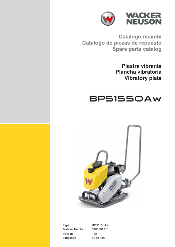 Wacker Neuson DPS1550AW Vibratory Plate Parts Catalog - Image 2