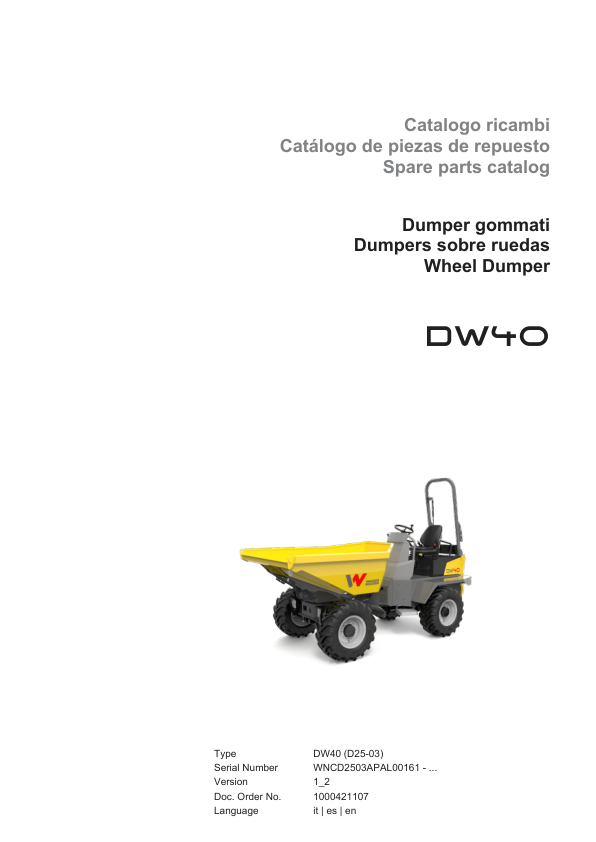 Wacker Neuson DW40 Dumper Parts Catalog SN from WNCD2503APAL00161 v1.2 - Image 2