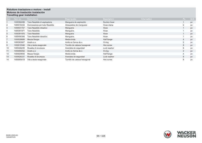 Wacker Neuson DW40 Dumper Parts Catalog SN from WNCD2503APAL00161 v1.2 - Image 25