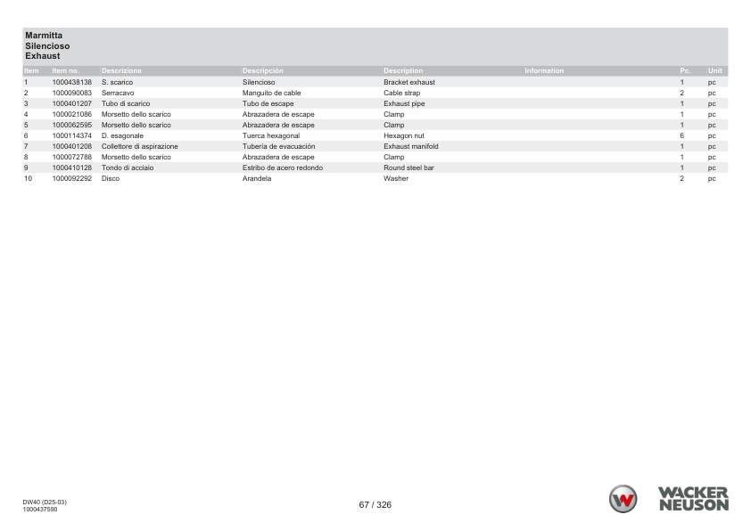 Wacker Neuson DW40 Dumper Parts Catalog SN from WNCD2503APAL00161 v1.2 - Image 24