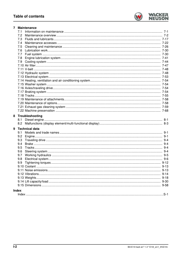 Wacker Neuson ET65 ET90 EZ80 Excavators Operators Manual LPAL CPAL v1.3 - Image 7
