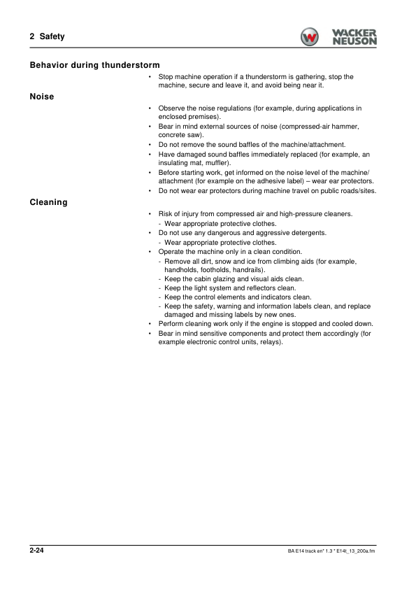 Wacker Neuson ET65 ET90 EZ80 Excavators Operators Manual LPAL CPAL v1.3 - Image 20