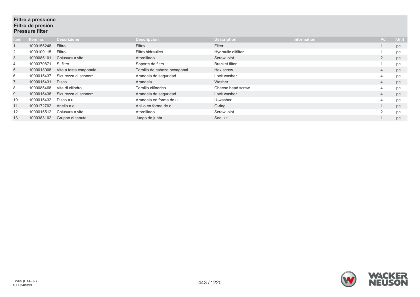 Wacker Neuson EW65 Excavator Parts Catalog SN from WNCE1402LPAL00161 v3.2 - Image 21