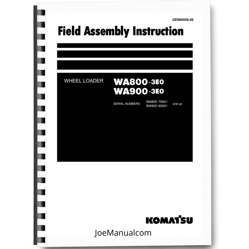 Komatsu WA800-3E0 WA900-3E0 Wheel Loader Field Assembly Instruction SN 70001 60001 and UP Printed Book