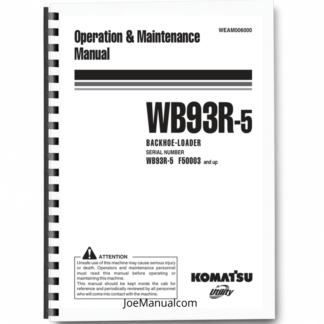 Komatsu WB93R-5 Backhoe Loader Operation and Maintenance Manual SN F50003 and UP Printed Book