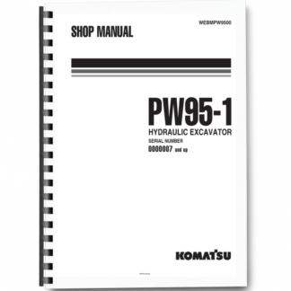 Komatsu PW95-1 Wheeled Excavator Workshop Manual SN 0000007 and UP Printed Book