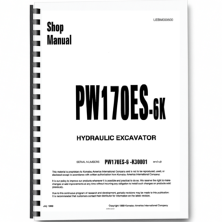 Komatsu PW170ES-6K Wheeled Excavator Workshop Manual SN K30001 and UP UEBM000500 Printed Book