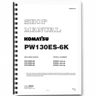 Komatsu PW130ES-6K Wheeled Excavator Workshop Manual UEBM001202 Printed Book
