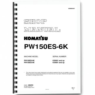 Komatsu PW150ES-6K Wheeled Excavator Workshop Manual SN K30001 K34001 and UP Printed Book