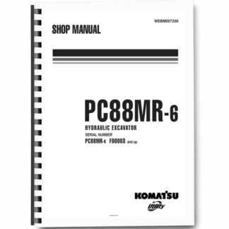 Komatsu PC88MR-6 Excavator Workshop Manual SN F00003 and UP Printed Book