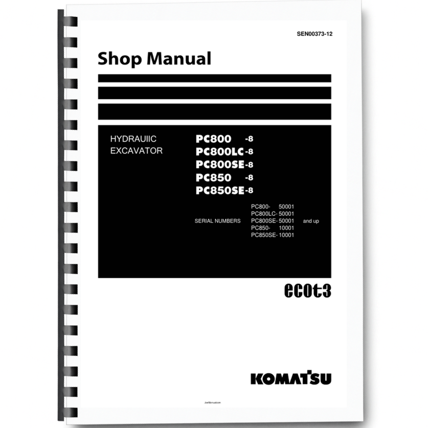 Komatsu PC800 LC SE-8 PC850 SE-8 Excavator Workshop Manual SN 50001 10001 and UP SEN0037312 Printed Book