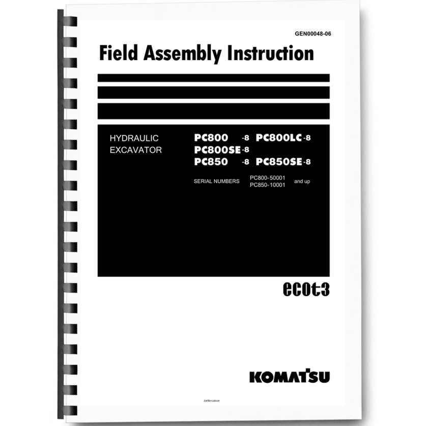 Komatsu PC800 LC SE-8 PC850 SE-8 Excavator Workshop Manual SN 50001 10001 and UP GEN0004806 Printed Book