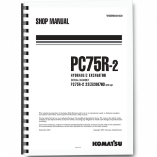 Komatsu PC75R-2 Excavator Workshop Manual SN 22E5200763 and UP Printed Book