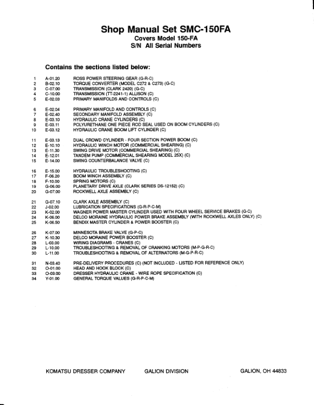 Komatsu 150A FA Crane Workshop Manual SN 09695-10827 - Image 6