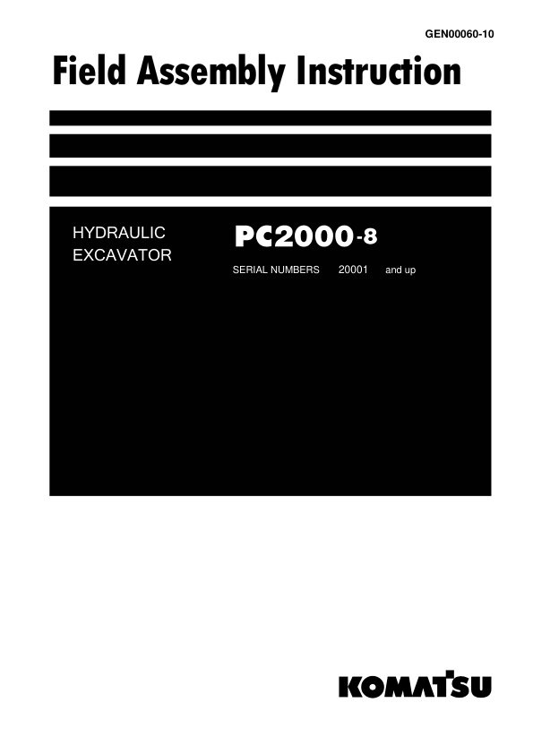 Komatsu PC2000-8 Mining Shovel Excavator Field Assembly Manual SN 20001 and UP - Image 2