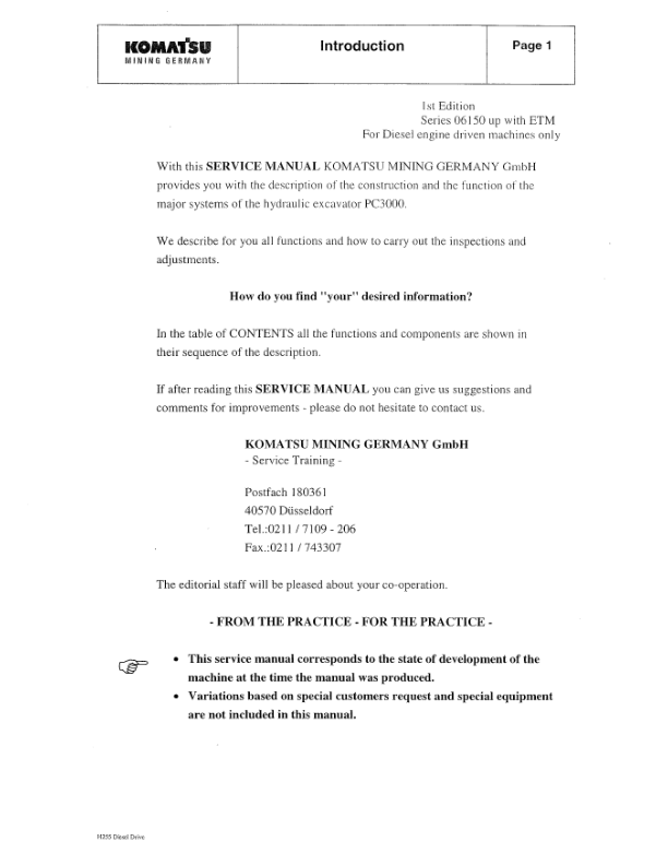 Komatsu PC3000-1 Mining Shovel Excavator Workshop Manual SN 6171 and UP - Image 6