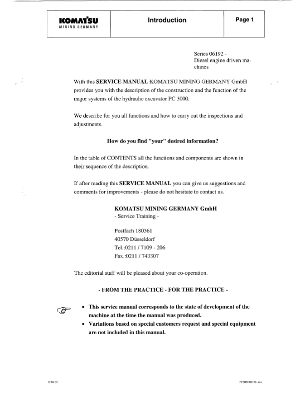 Komatsu PC3000-1 Mining Shovel Excavator Workshop Manual SN 6194 and UP - Image 6