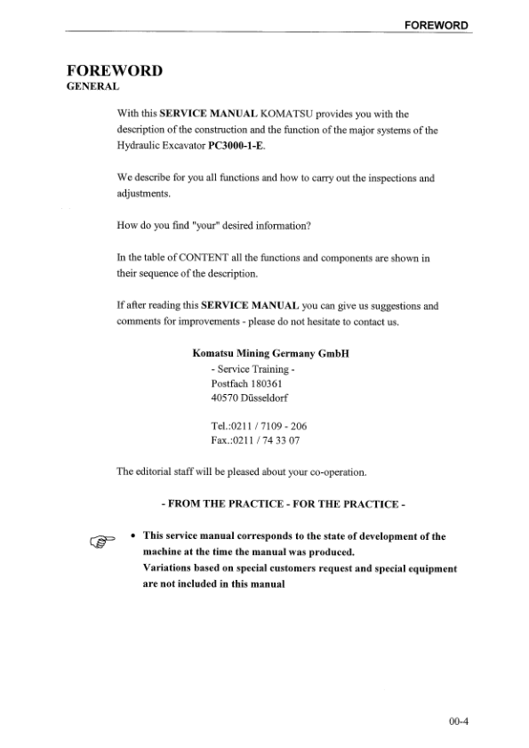 Komatsu PC3000-1E Mining Shovel Excavator Service Manual SN 06220 and UP - Image 3