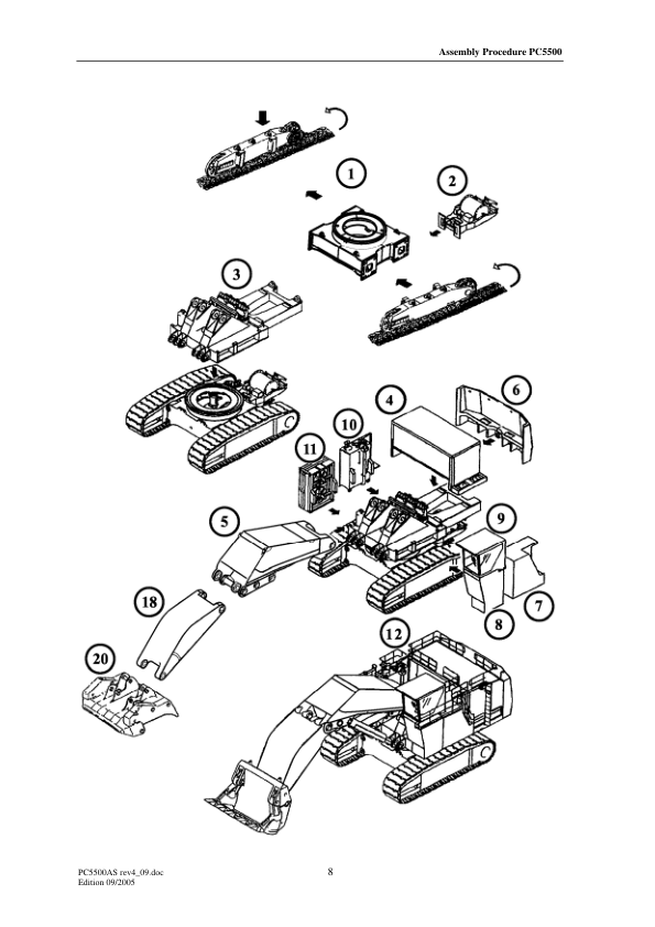 Komatsu PC5500 Mining Shovel Excavator Field Assembly Manual - Image 8