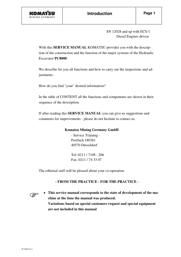 Komatsu PC8000 Mining Shovel Excavator Service Manual SN 12028 and UP with ECS-T - Image 2