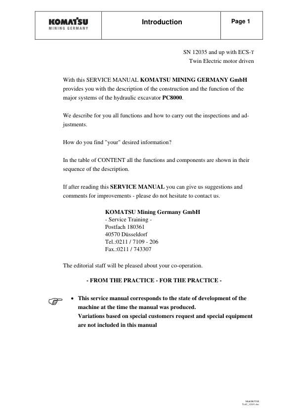 Komatsu PC8000 Mining Shovel Excavator Service Manual SN 12035 and UP with ECS-T - Image 4