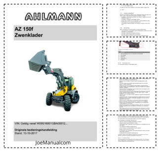 Ahlmann AZ 150f Wheel Loader Operation Manual SN from W09S16001GBA08812 NL