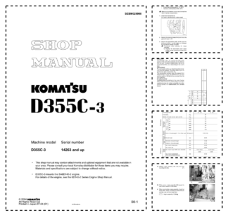 Komatsu D355C-1 Pipe Layer Machine Workshop Manual SN 14263 and UP
