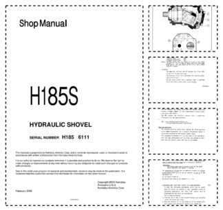 Komatsu H185S Mining Shovel Excavator Workshop Manual SN 6111 and UP