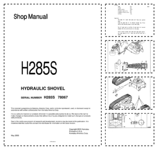 Komatsu H285S Mining Shovel Excavator Workshop Manual SN 78067 and UP
