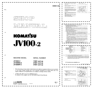 Komatsu JV100A-2 WA-2 WP-2 Roller Workshop Manual SN from 11001 21001 31001 and UP