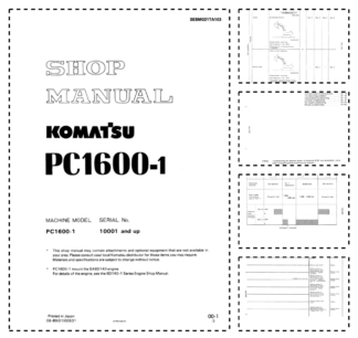 Komatsu PC1600-1 Mining Shovel Excavator Workshop Manual SN 10001 and UP