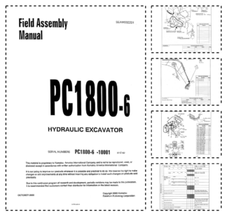 Komatsu PC1800-6 Mining Shovel Excavator Field Assembly Manual SN 10001 and UP