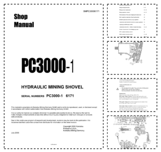 Komatsu PC3000-1 Mining Shovel Excavator Workshop Manual SN 6171 and UP
