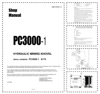 Komatsu PC3000-1 Mining Shovel Excavator Workshop Manual SN 6174 and UP