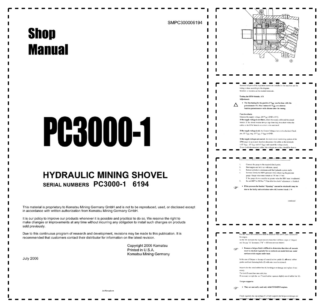 Komatsu PC3000-1 Mining Shovel Excavator Workshop Manual SN 6194 and UP