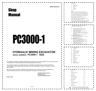 Komatsu PC3000-1 Mining Shovel Excavator Workshop Manual SN 6202 and UP