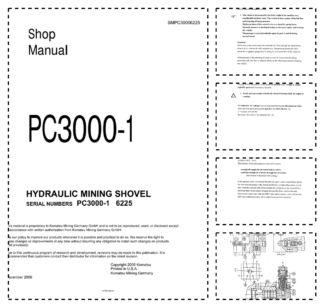 Komatsu PC3000-1 Mining Shovel Excavator Workshop Manual SN 6225 and UP