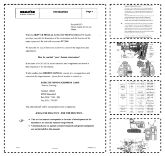 Komatsu PC3000 Mining Shovel Excavator Service Manual SN 06192 and UP