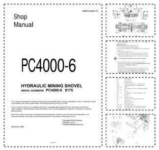 Komatsu PC4000-6 Mining Shovel Excavator Workshop Manual SN 8170 and UP