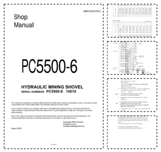 Komatsu PC5500-6 Mining Shovel Excavator Workshop Manual SN 15019 and UP