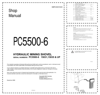 Komatsu PC5500-6 Mining Shovel Excavator Workshop Manual SN 15031 15035 and UP
