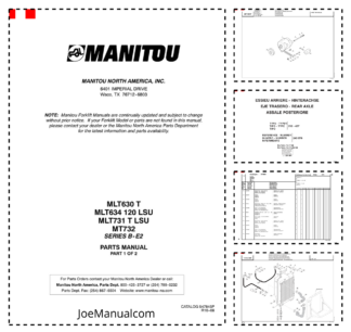 Manitou MLT630 T MLT634 120 LSU MLT731 T LSU MT732 Series B-E2 Telehandler Parts Catalog
