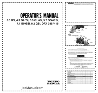 Volvo Penta 3.0 GS 4.3 5.0 5.7 GL Gi 7.4 Gi GSi 8.2 GSi DPX 385 415 Engines Operators Manual