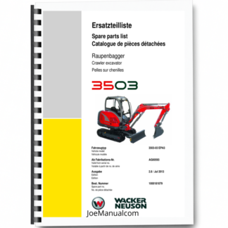 Wacker Neuson 3503 Crawler Excavator Parts Catalog SN from AG00593 v2.8 Printed Book
