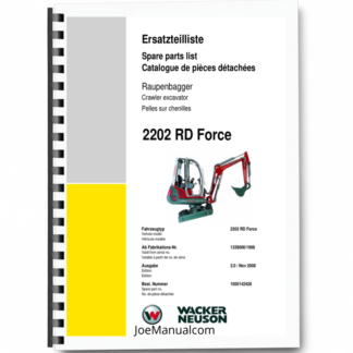 Wacker Neuson 2202 RD FORCE Crawler Excavator Parts Catalog SN from 1339000 1998 v2.0 Printed Book